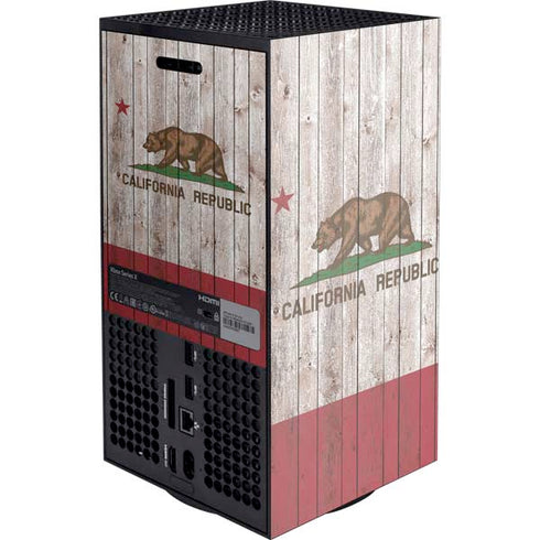 California Flag Dark Wood Xbox Series X Console Skin