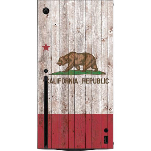 California Flag Dark Wood Xbox Series X Console Skin