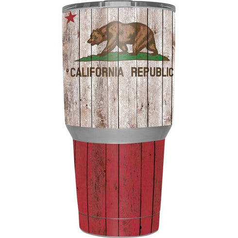 California Flag Dark Wood Yeti 30oz Rambler Tumbler Skin