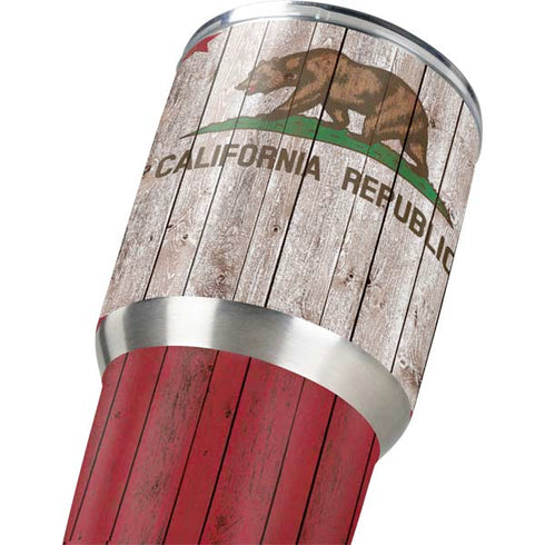 California Flag Dark Wood Yeti 30oz Rambler Tumbler Skin