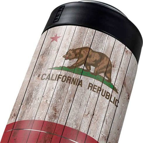 California Flag Dark Wood Yeti Colster Can Insulator Skin
