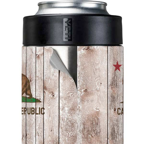 California Flag Dark Wood Yeti Colster Can Insulator Skin