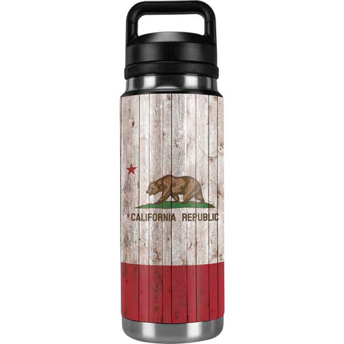 California Flag Dark Wood YETI Rambler 26oz Bottle Skin
