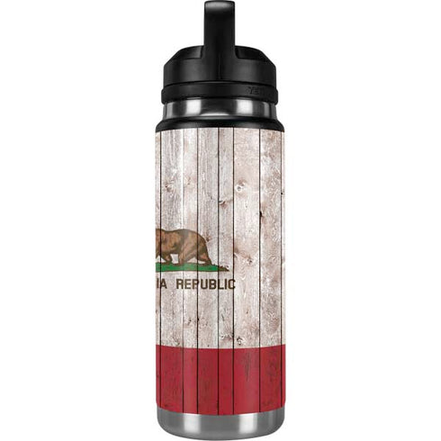 California Flag Dark Wood YETI Rambler 26oz Bottle Skin