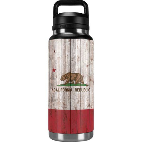 California Flag Dark Wood YETI Rambler 36oz Bottle Skin