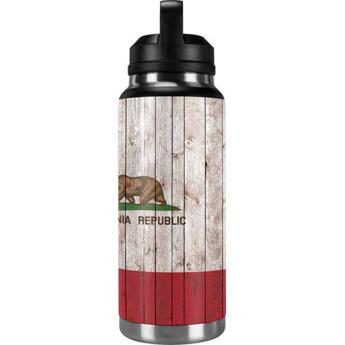 California Flag Dark Wood YETI Rambler 36oz Bottle Skin
