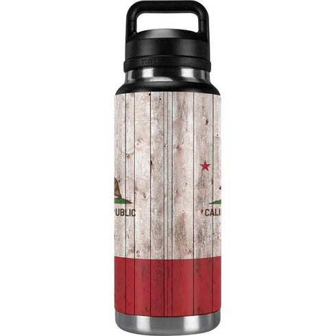 California Flag Dark Wood YETI Rambler 36oz Bottle Skin