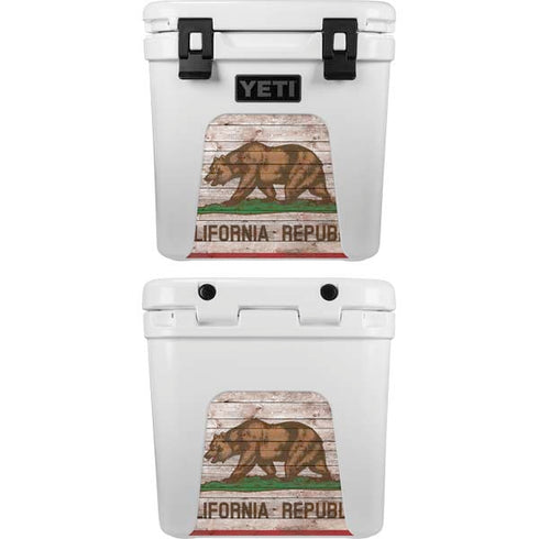 California Flag Dark Wood YETI Roadie 24 Hard Cooler Skin