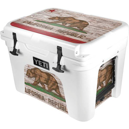 California Flag Dark Wood YETI Tundra 35 Hard Cooler Skin