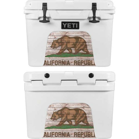 California Flag Dark Wood YETI Tundra 35 Hard Cooler Skin