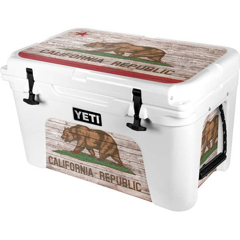 California Flag Dark Wood YETI Tundra 45 Hard Cooler Skin