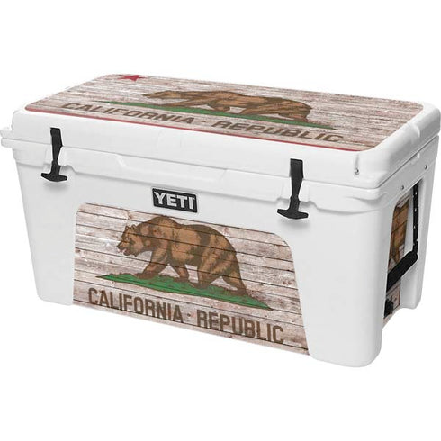 California Flag Dark Wood YETI Tundra 75 Hard Cooler Skin