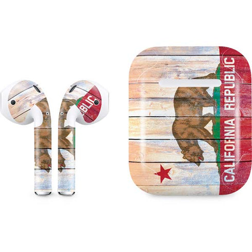 California Flag Light Wood Apple AirPods Skin