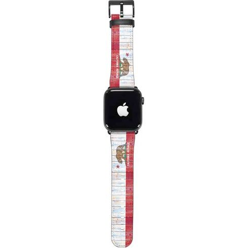 California Flag Light Wood Apple Watch Band 42-44mm