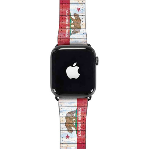 California Flag Light Wood Apple Watch Band 38-40mm