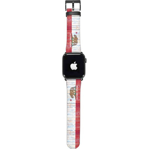 California Flag Light Wood Apple Watch Band 38-40mm