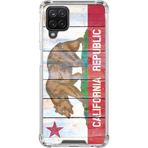 California Flag Light Wood Galaxy A12 Clear Case