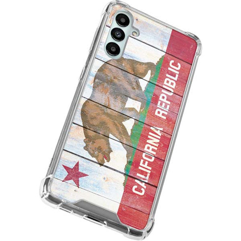 California Flag Light Wood Galaxy A14 5G Clear Case