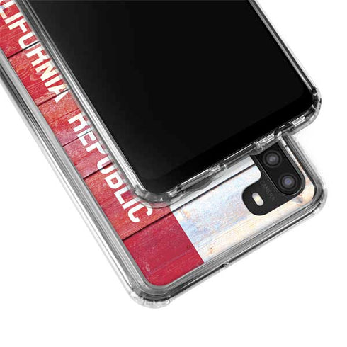 California Flag Light Wood Galaxy A21 Clear Case