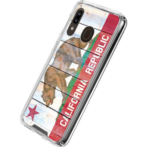 California Flag Light Wood Galaxy A30 Clear Case