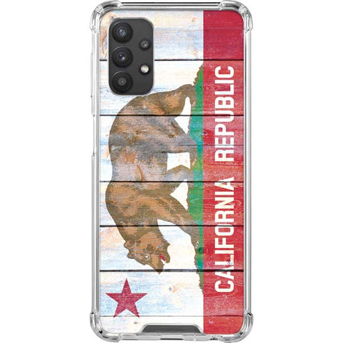 California Flag Light Wood Galaxy A32 5G Clear Case