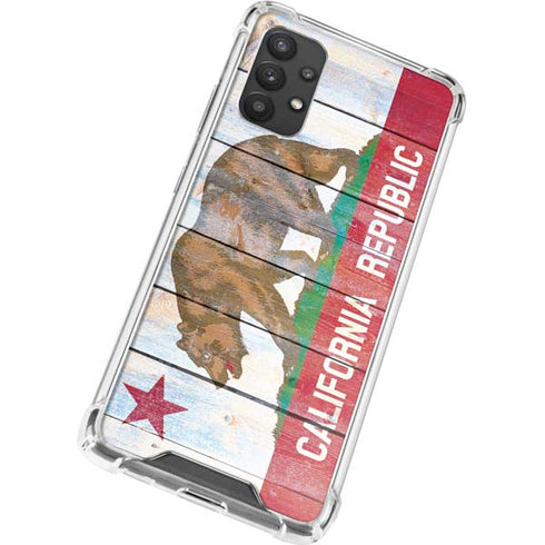 California Flag Light Wood Galaxy A32 5G Clear Case