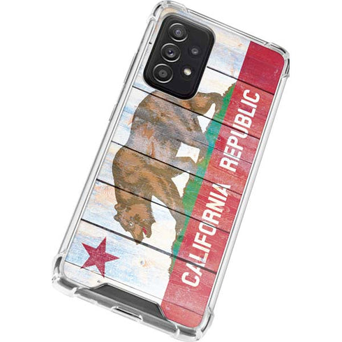 California Flag Light Wood Galaxy A52 5G Clear Case