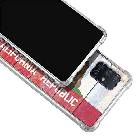 California Flag Light Wood Galaxy A71 5G Clear Case