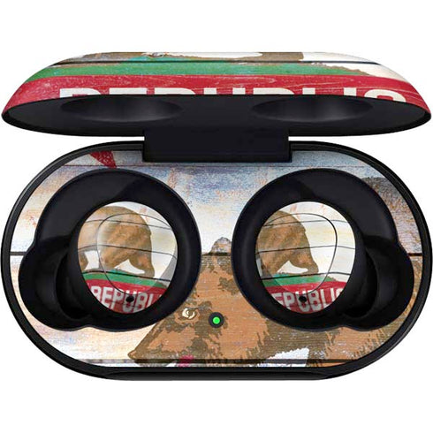 California Flag Light Wood Galaxy Buds Skin