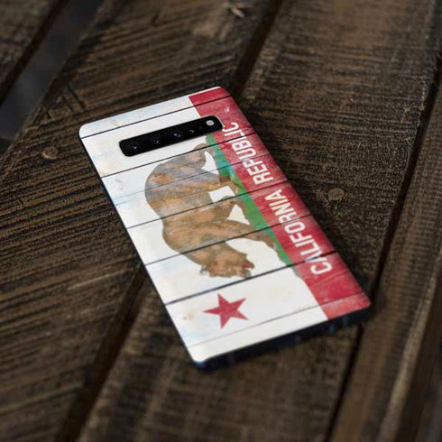 California Flag Light Wood Galaxy S10 Plus Skin