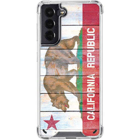 California Flag Light Wood Galaxy S21 5G Clear Case