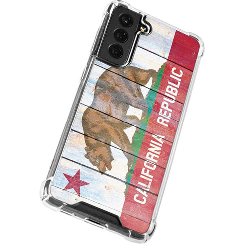 California Flag Light Wood Galaxy S21 FE Clear Case