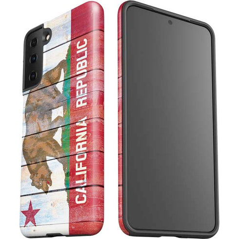 California Flag Light Wood Galaxy S21 FE Pro Case