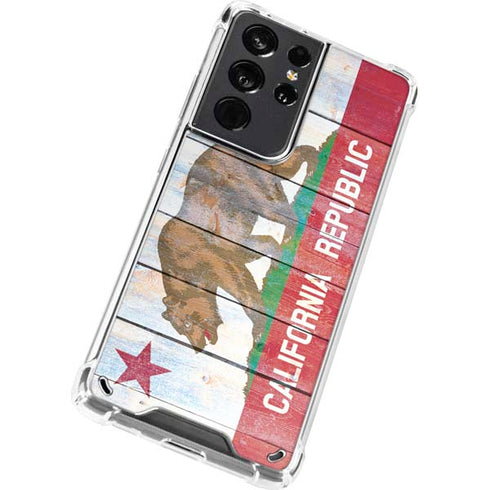 California Flag Light Wood Galaxy S21 Ultra 5G Clear Case