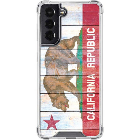 California Flag Light Wood Galaxy S22 Clear Case