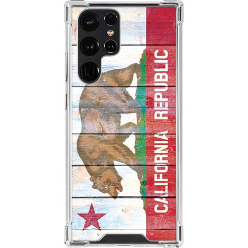 California Flag Light Wood Galaxy S22 Ultra Clear Case