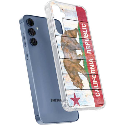 California Flag Light Wood Galaxy S24 Clear Case