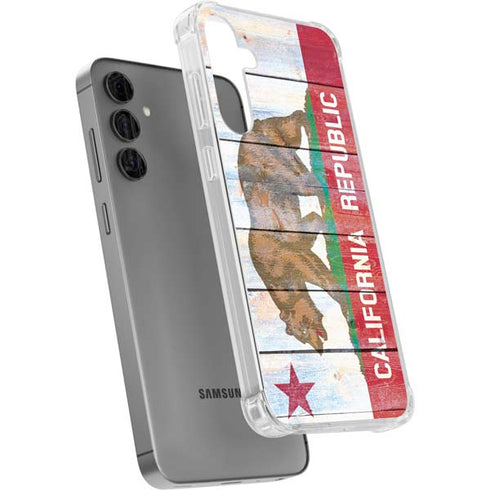California Flag Light Wood Galaxy S24 Plus Clear Case