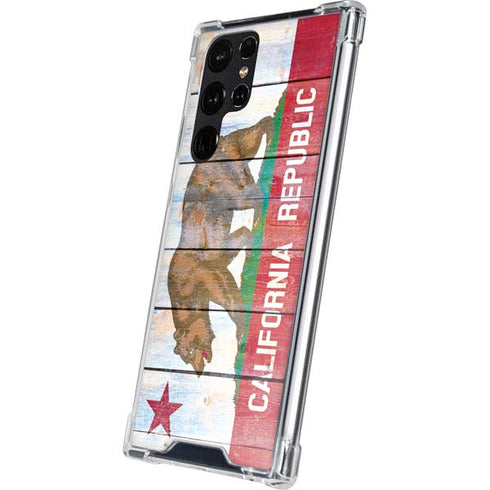 California Flag Light Wood Galaxy S24 Ultra Clear Case