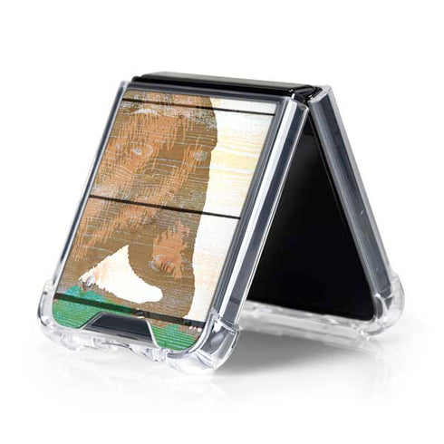 California Flag Light Wood Galaxy Z Flip5 5G Clear Case