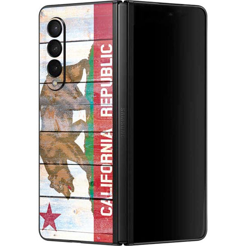 California Flag Light Wood Galaxy Z Fold3 5G Skin