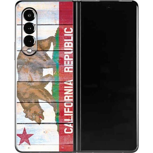 California Flag Light Wood Galaxy Z Fold3 5G Skin