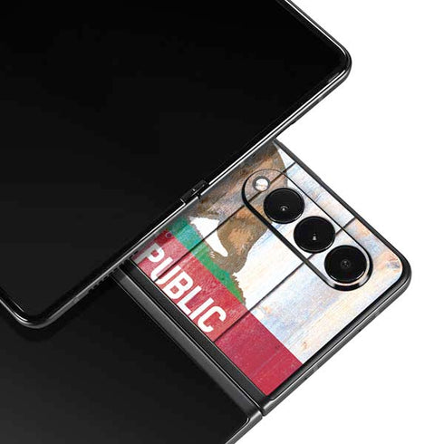 California Flag Light Wood Galaxy Z Fold3 5G Skin