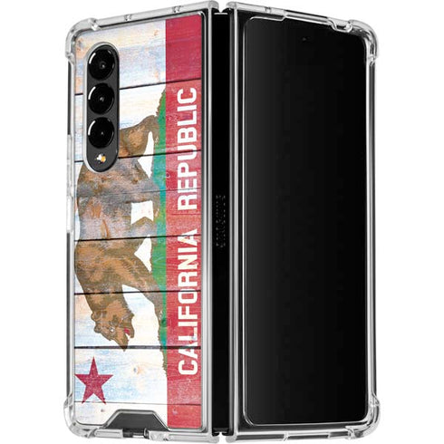 California Flag Light Wood Galaxy Z Fold4 5G Clear Case