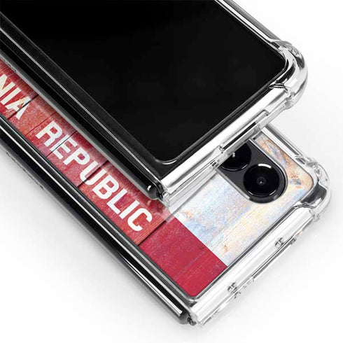 California Flag Light Wood Galaxy Z Fold4 5G Clear Case