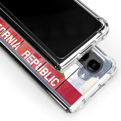 California Flag Light Wood Galaxy Z Fold5 5G Clear Case