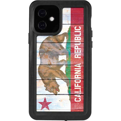California Flag Light Wood iPhone 12 Waterproof Case