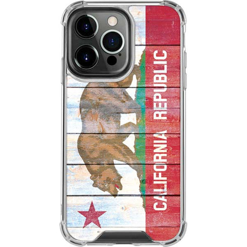 California Flag Light Wood iPhone 14 Pro Clear Case