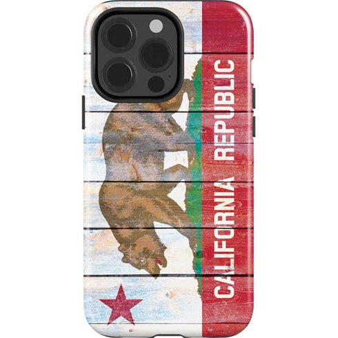 California Flag Light Wood iPhone 14 Pro Impact Case