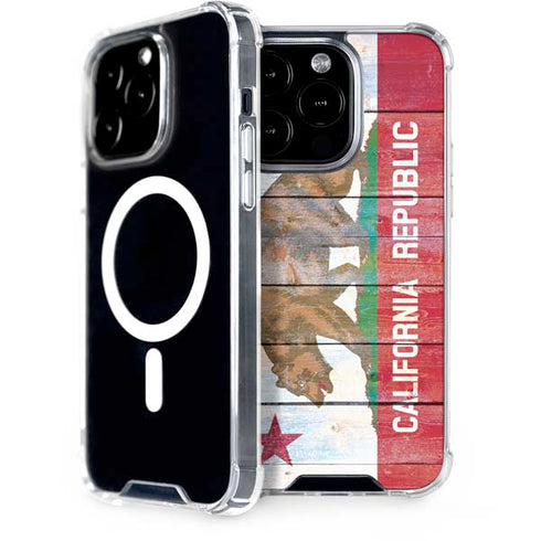California Flag Light Wood iPhone 14 Pro MagSafe Case